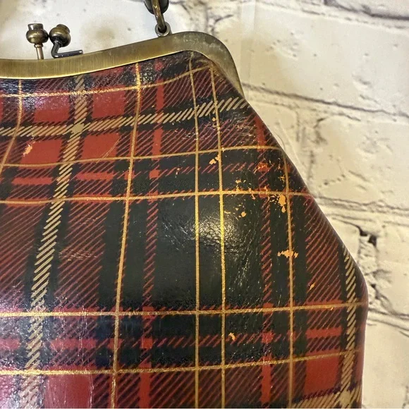 Patricia Nash Tartan Plaid Kiss Lock Frame Bag Anniversary Leather Purse - Picture 4 of 10